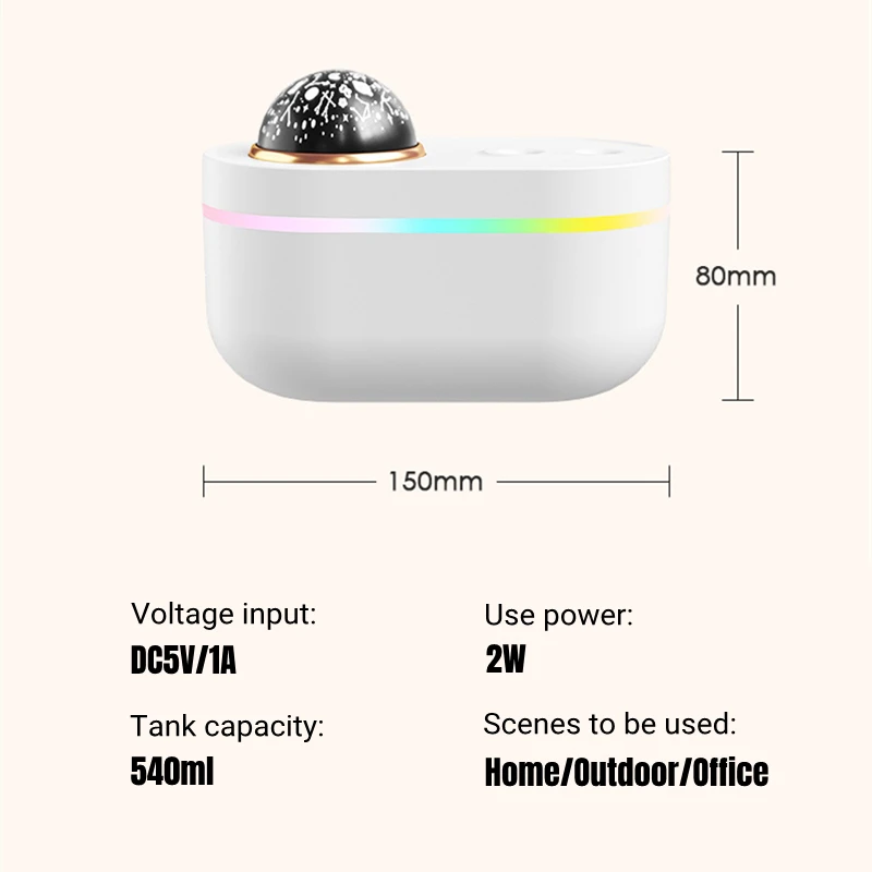สีสันโรแมนติกโคมไฟ Air Humidifier USB ชาร์จ Dual หัวฉีด Ultrasonic Cool น้ำมันหอมระเหยน้ำ Essential น้ำมัน Diffu