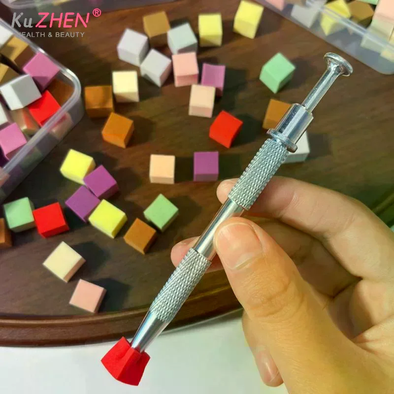 50/100Pcs Square Nail Art Sponge With Grab Pen Nail Colorfulr Nail Gel Polish DIY Nail Manicure Tool Accessories