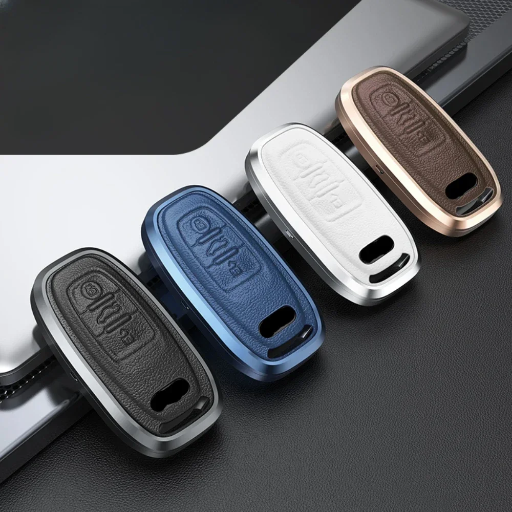 

Car Remote Smart Key Alloy Leather Cover Case Shell For Audi A1 A3 A4 A5 A6 A7 A8 Quattro Q3 Q5 Q7 2009-2015 Accessories