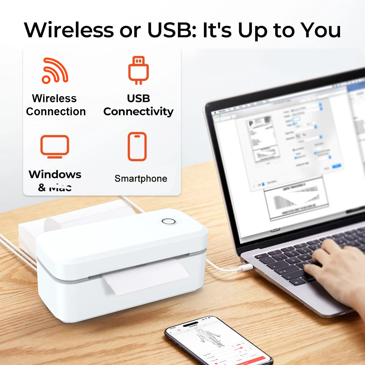 طابعة ملصقات حرارية Marklife X4 بلوتوث مقاس 4 × 6 بوصة جاهزة للتجارة الإلكترونية متوافقة - طباعة ملصقات سريعة لاحتياجات الأعمال