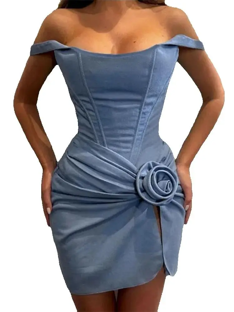 

Женские плиссированные платья с 3D цветочным принтом, однотонное женское мини-платье на бретельках 2026, квадратный воротник, без рукавов, на молнии, на бедрах, женские платья