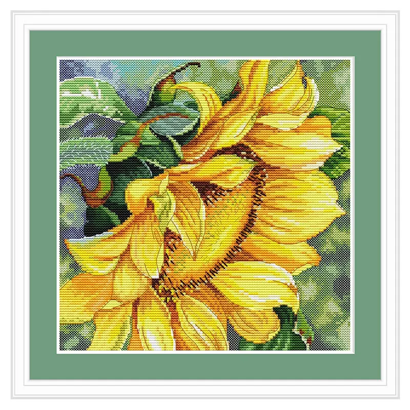 Fishxx Cross Stitch Kit Flower Full Embroidered B1713 Sunflower Precision Printing