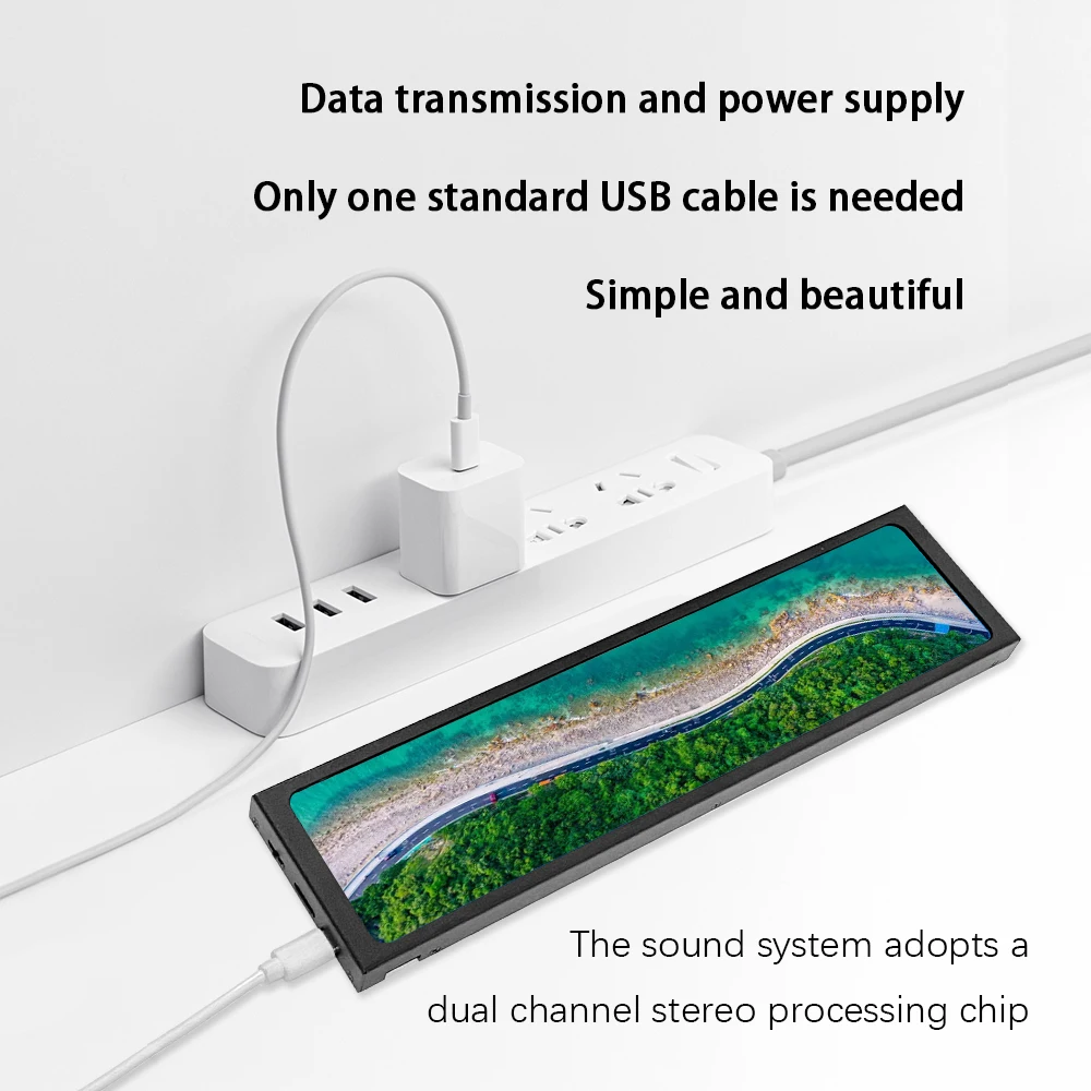 11.26 بوصة 440 * 1920 IPS C-type شاشة ثانوية واجهة USB-C، مناسبة لمراقبة الكمبيوتر وحدة المعالجة المركزية GPU RAM AIDA64 Monitor