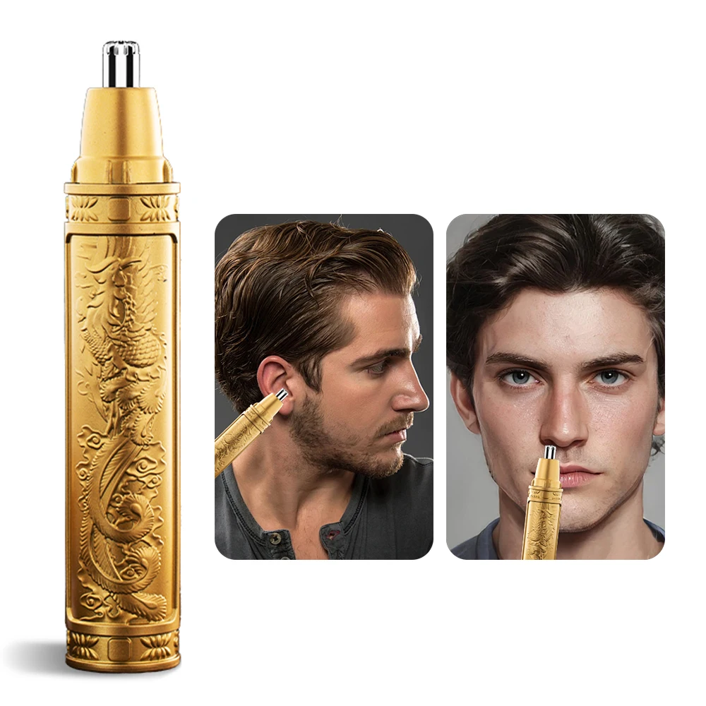 

Rechargeable Golden Dragon Phoenix Nose Hair Trimmer Unisex Safe Painless Washable Portable For Clear Nostrils With Blade Head
