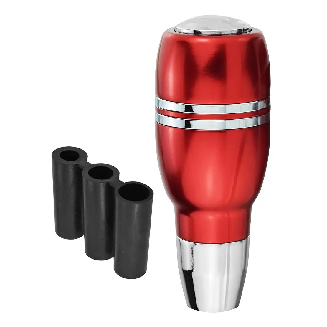 

Automatic Car Gear Stick Shift Knob Shifter Lever Head With 3 Adapters Red Aluminum Alloy
