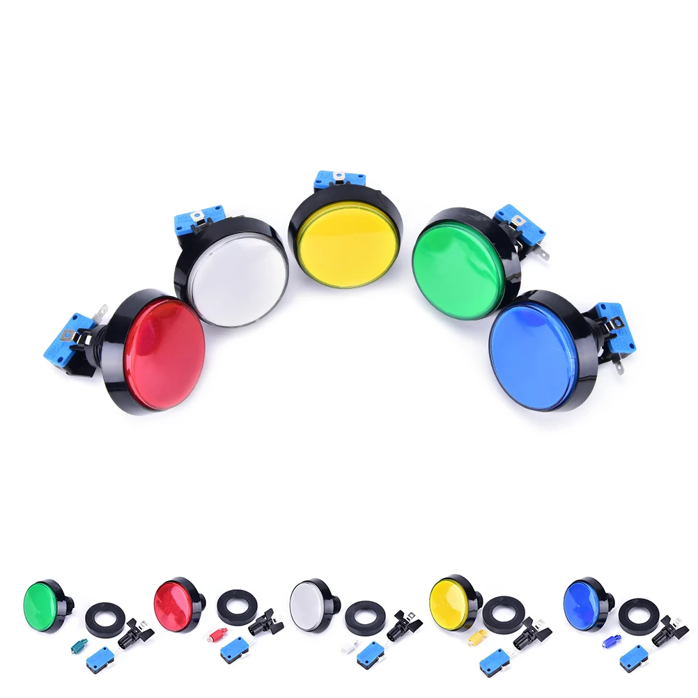 1PC Arcade Button 60MM LED Light Lamp Big Round Arcade Video Game Player Push Button Switch Promotion