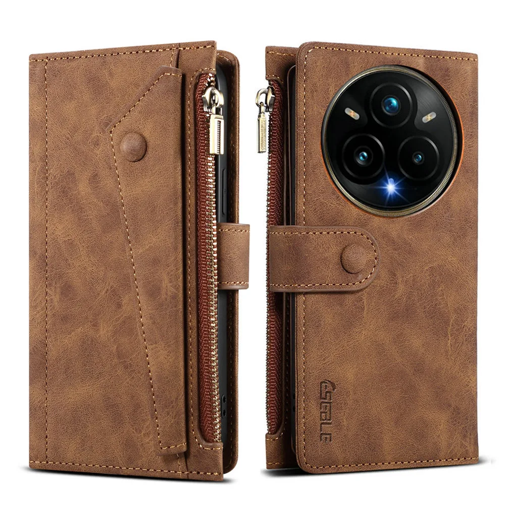 Realme 14 Pro Plus 2025 Luxe hoesje 8-kaart Rits Leer 360 Bescherm Realme 14 Realme 13 Plus Realmi 12 Pro+ 11 4G 5G Boekomslag