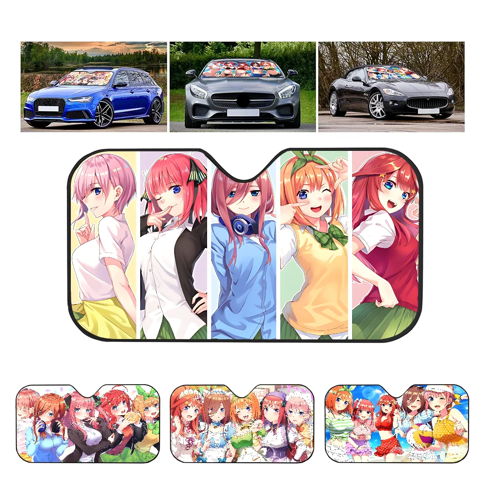 Anime The Q-Quintessential Q-Quintuplets Car Windshield Sun Shade Foldable Car Front Covers Car Sunshade For Blocks Uv Rays