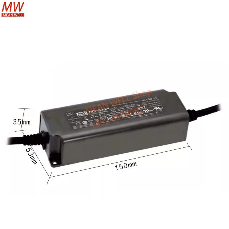 MEAN WELL Waterproof Power Supply NFP-60-12V15V24V36V42V48V54V 60W Constant Voltage + Constant Current LED Driver NPF-60-24