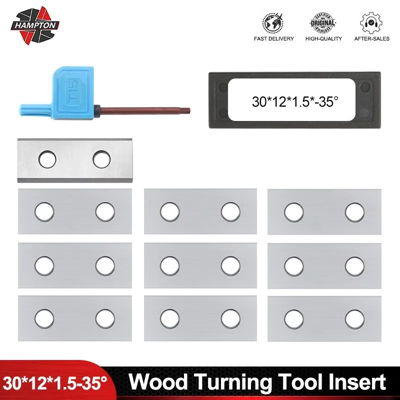 Carbide Insert 10pcs 30x12x1.5mm 35D 1.18 inchs Square Insert for Surfacing Groove Helical Planer Cutter Head Wood Lathe Tools