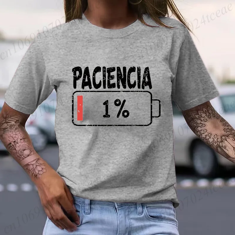 Vibrant Spanish Letter Print T-Shirts Short Sleeve Womens Casual Sports T-Shirts Summer Short Sleeved Harajuku Streetwear Tops