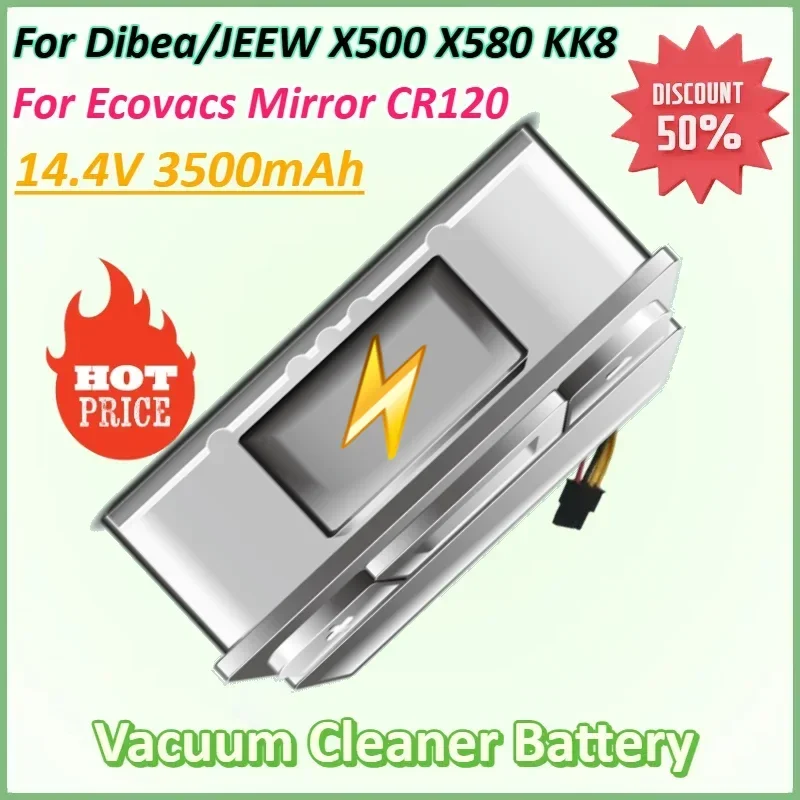 

14.4V 3500mAh Battery for Kitfort KT504 Haier T322 T321 Panda X500 X580 X600 Ecovacs Mirror CR120 Dibea Robotic Vacuum Cleaner