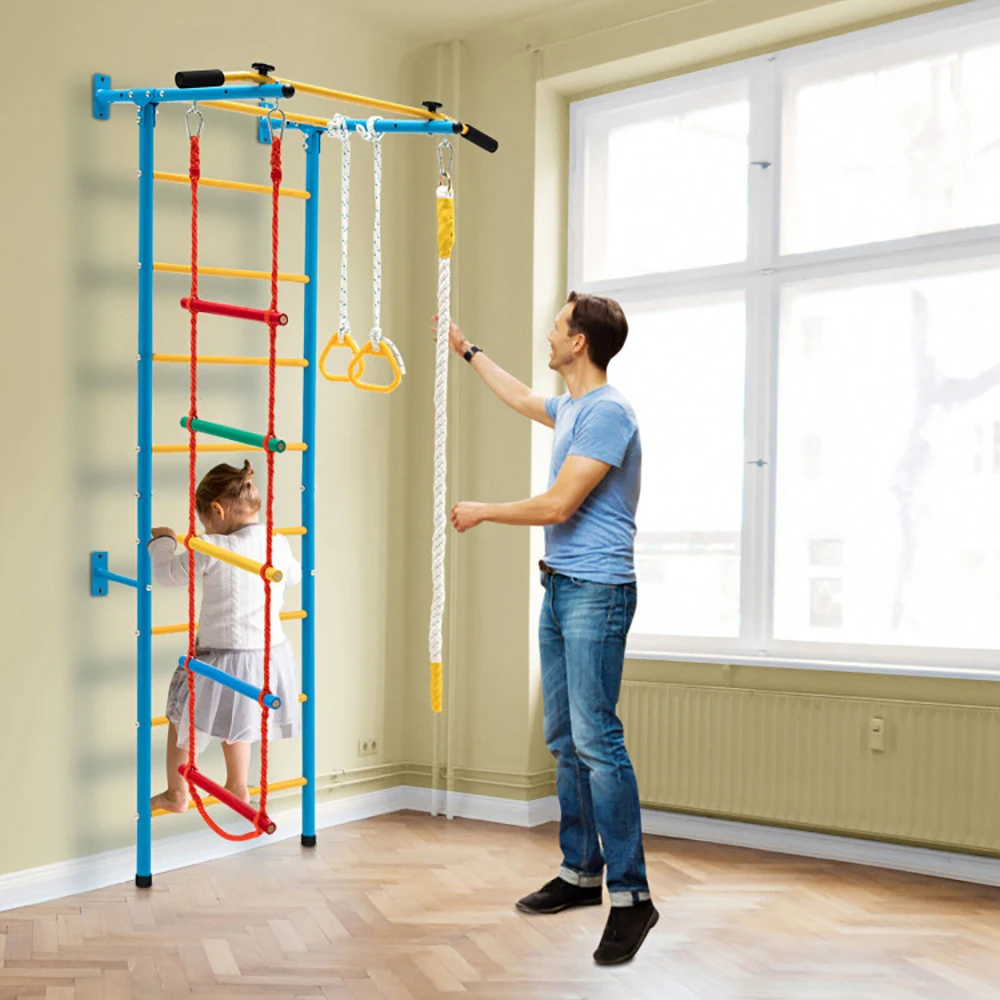 5 in-1 Climbing Toys for Toddlers Indoor Kids Gym for Exercise Steel Ladder Wall Set with Wall Ladder Pull-up Bar Boy Girls Gift