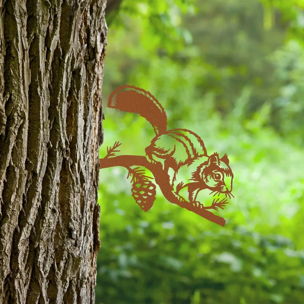 CIFBUY Iron Wall Art Chipmunk Silhouette Metal Sculpture Hanging Signage Plaque Home Garden Decor Ornament Accent