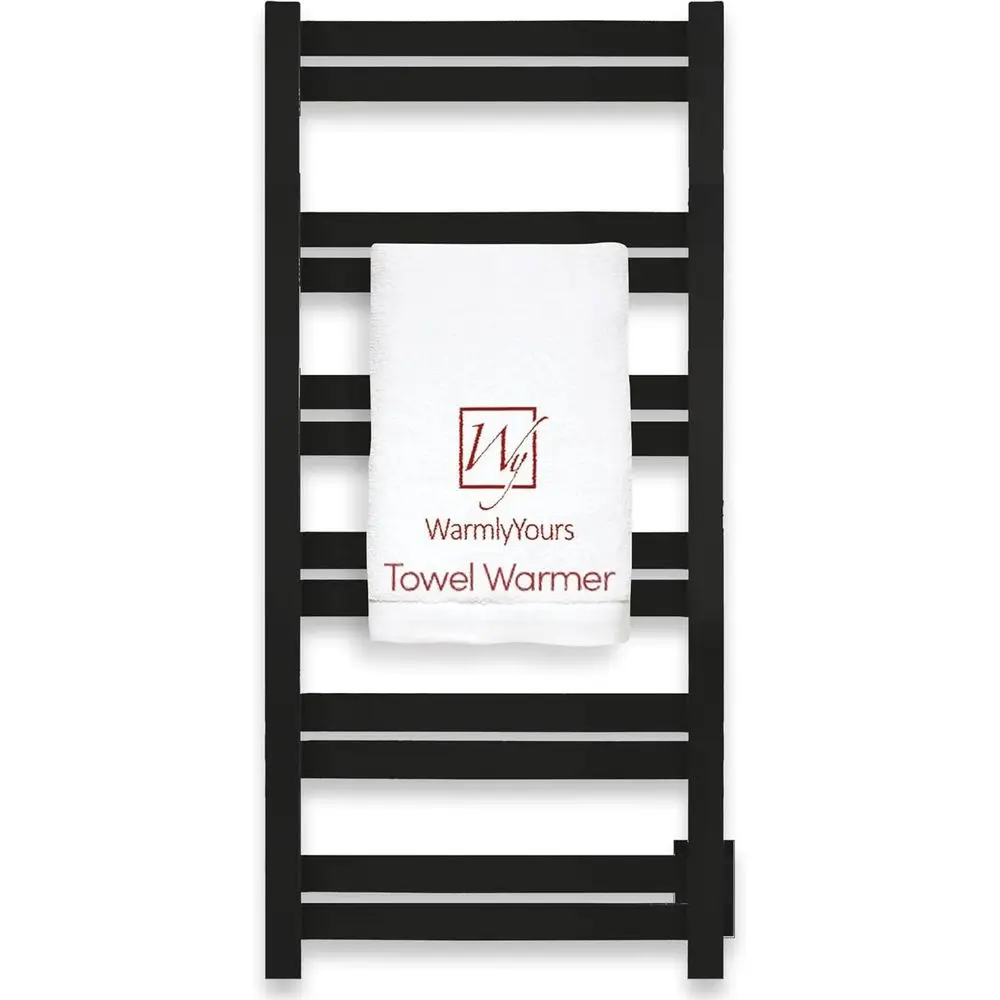 

Wall-Mounted Matte Black Heated Towel Rack with 12 Stainless Steel Bars, 120V Hardwired Bath Towel Heater