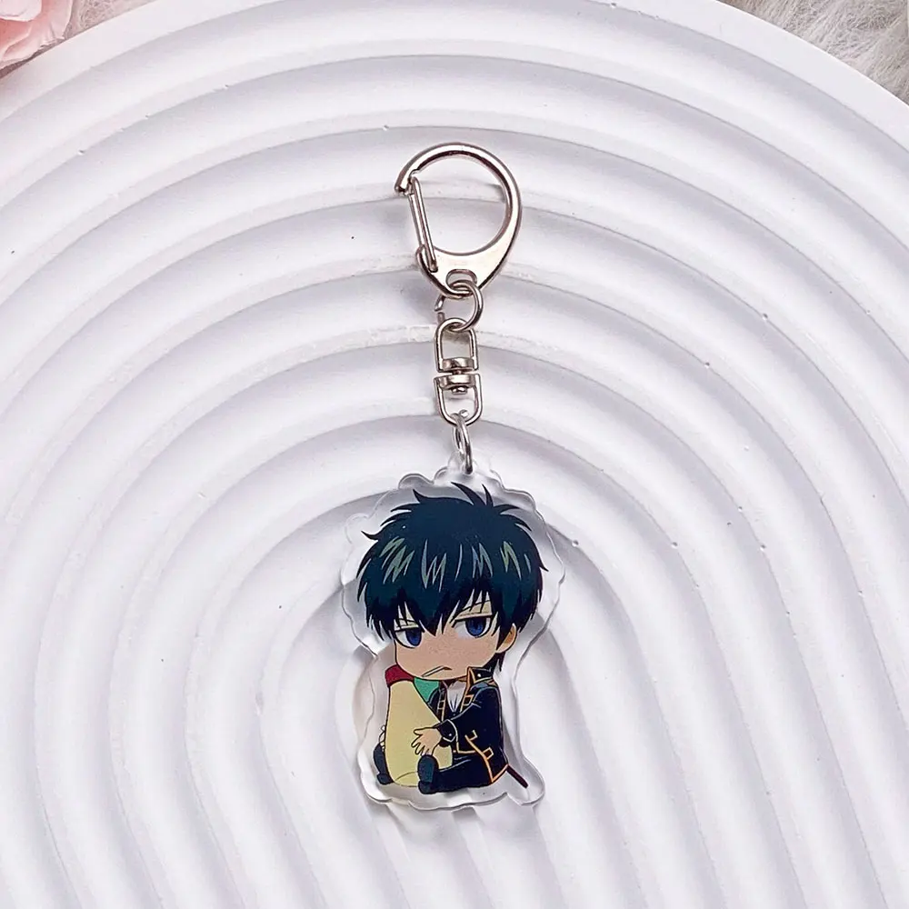 شخصيات أنيمي جينتاما سلسلة مفاتيح مصنوعة من الأكريليك اكسسوارات حقيبة سحر الكرتون لطيف مضحك على ظهره قلادة كيرينغ هدايا للأصدقاء #4