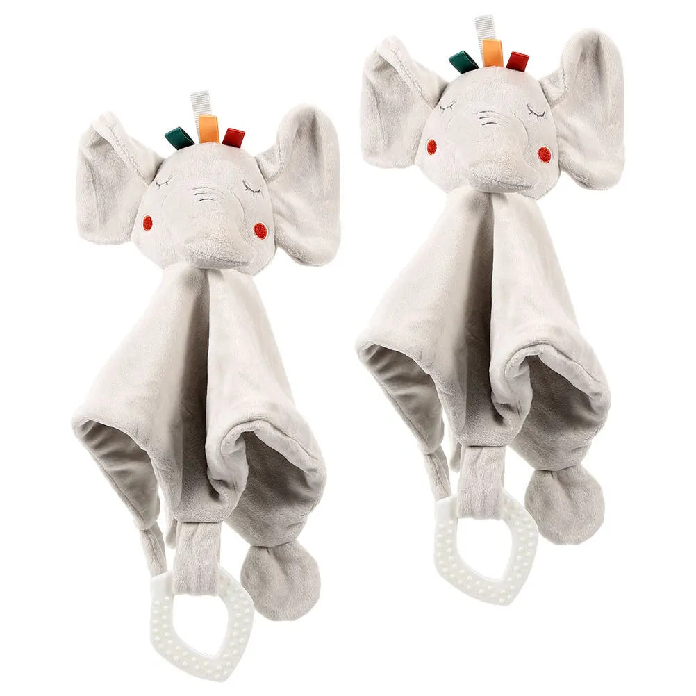 2 Pcs Baby Bib Animals for Kids Sleeping Stuffed Toys Towel Comforting Soothing Babies Biting