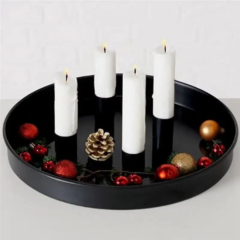 ABLQ Ronde lade met 4 magnetische kaarsenstandaards Beweegbare kaarsenhouder Decoratieve kandelaarhouder voor thuisdesktopdecoratie