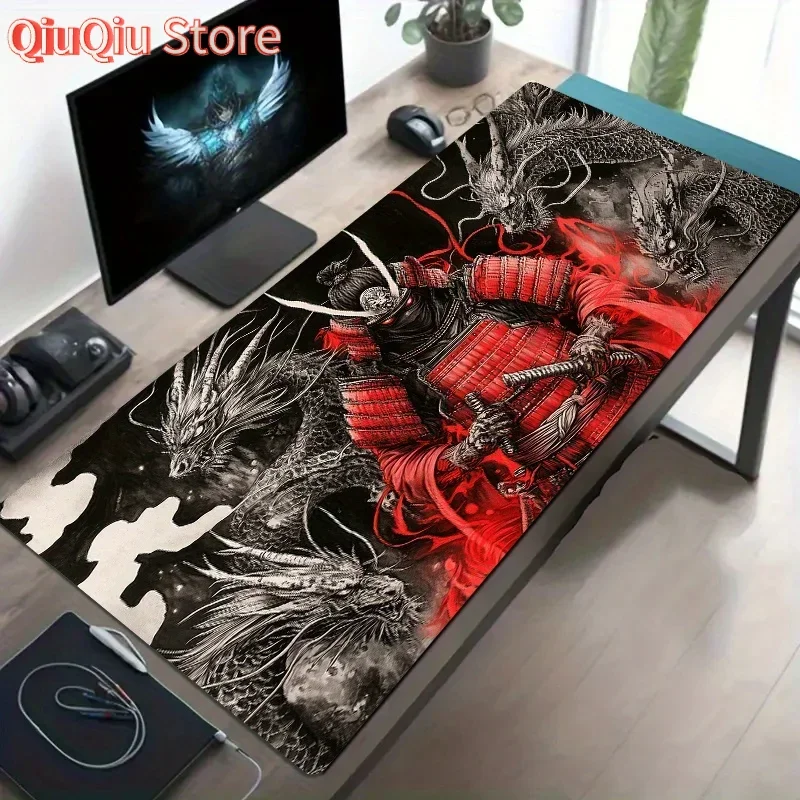 

Samurai Warrior and Dragons Design Mouse Pad Large Durable Desk Mat Non-Slip Rubber Base for Office and Gaming Accessories