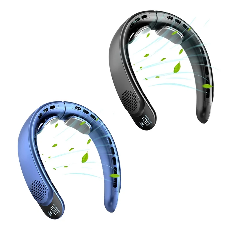 Ventilador de pescoço recarregável, ventilador pessoal com display LED, 3 velocidades com bateria de 4000mAh, para mulheres, homens, viagens, ao ar livre