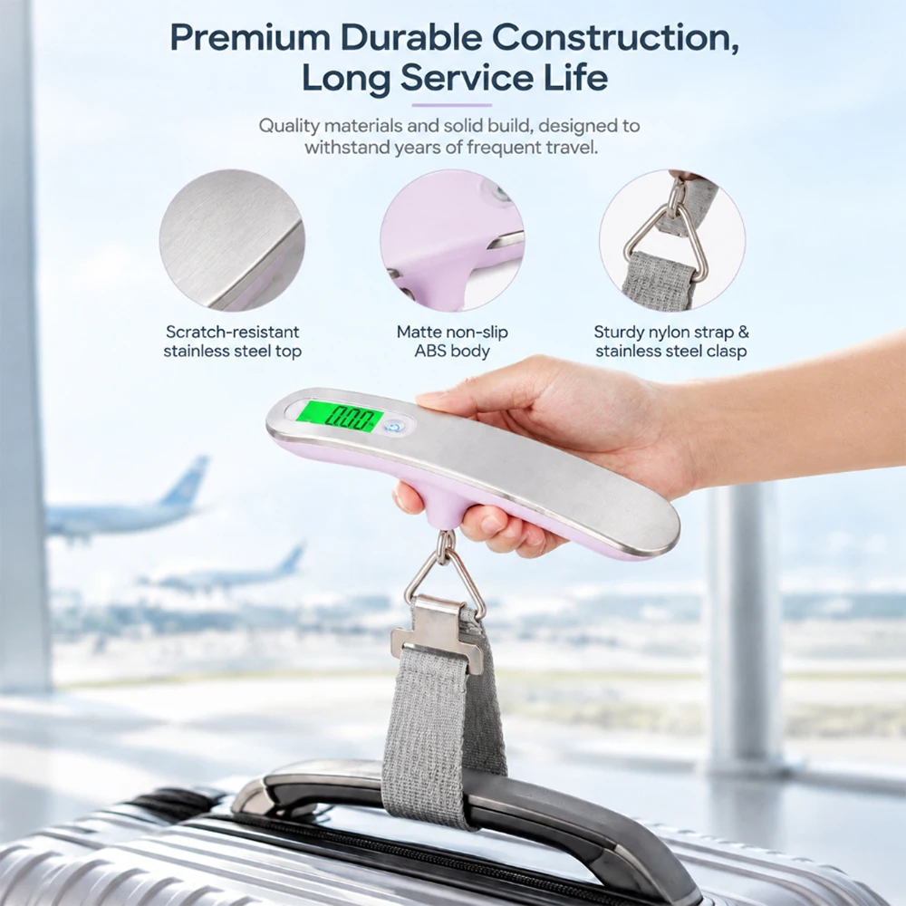 Portable Mini Handheld Digital Luggage Scale 50KG Electronic Weighing Travel Scale for Suitcase Check-In Baggage