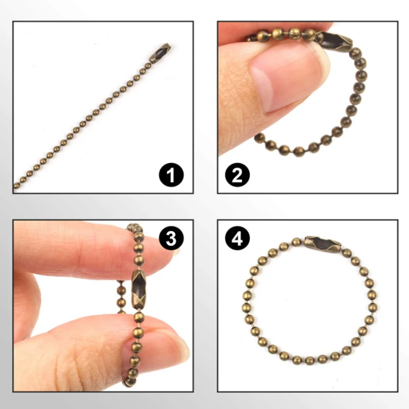 50pcs/Lot Ball Chain With Matching Clasps For Hanging DIY Crafts Pendant Dog Tags Jewelry Making Connectors Findings Accessories