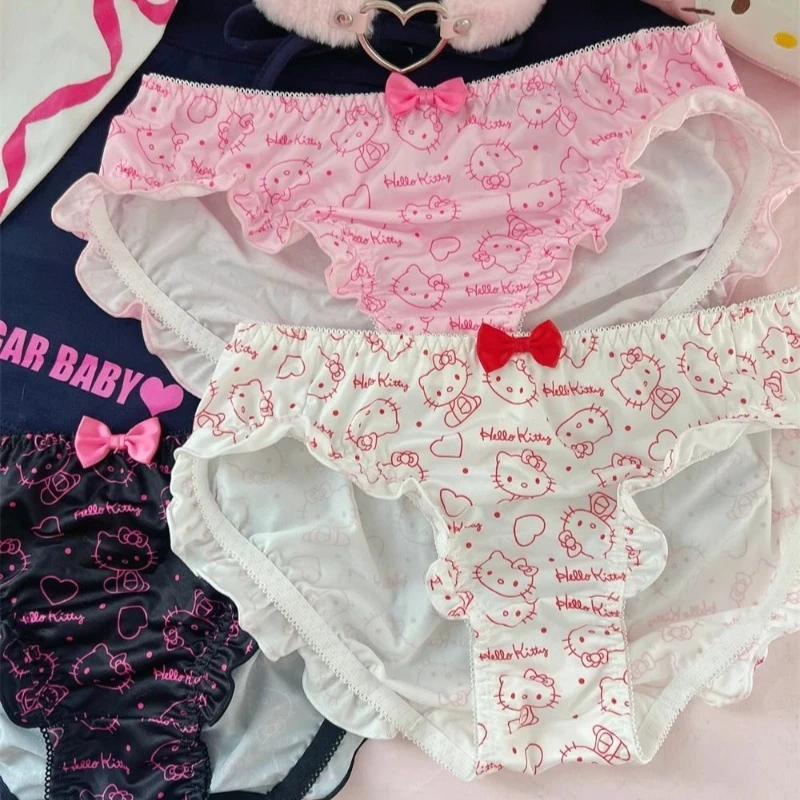 

New Anime Peripheral Hello Kitty Women's Underwear Cartoon Sexy Underwear Briefs Comfortable and Breathable Kawaii Fashion Gift