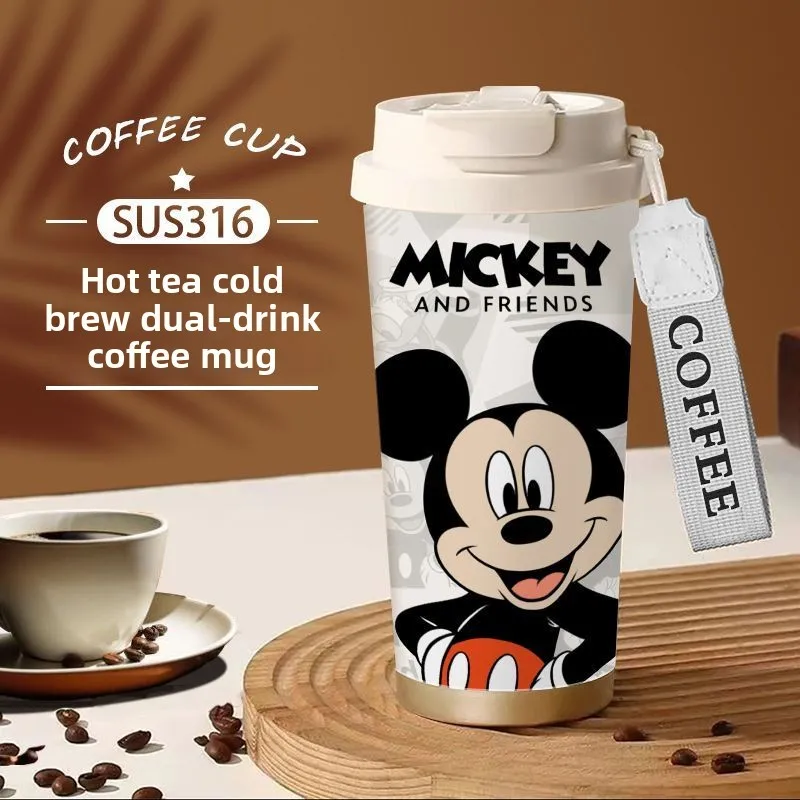 

Mickey & Donald Duck Insulated Mug - 316 Stainless Steel, 520ml Dual Lid Straw, Car-Friendly Large Capacity Coffee Cup