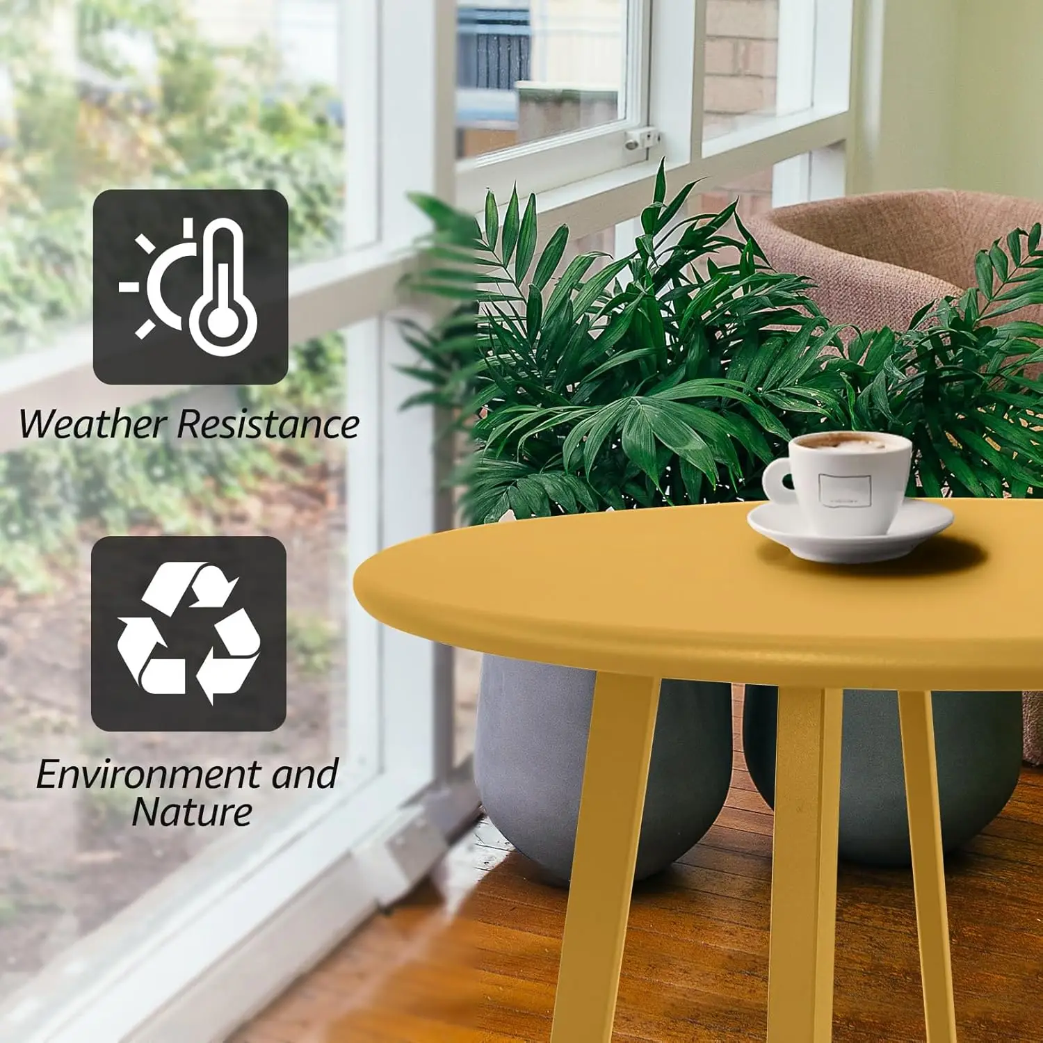 Side Table Outdoor Indoor Round Metal Steel Small Side Table, Waterproof End Table for Garden Balcony Yard