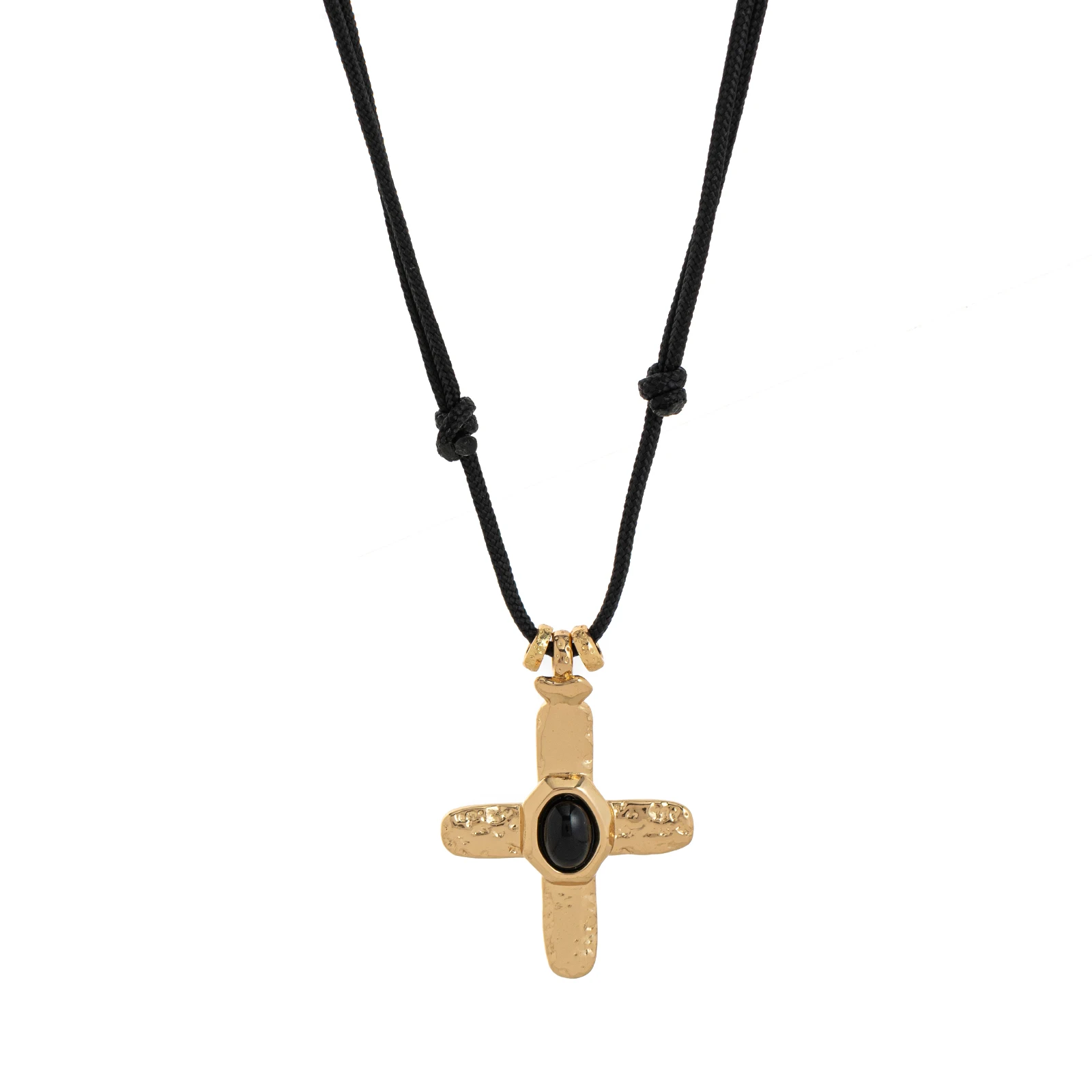 قلادة جديدة من الحجر الطبيعي متقاطعة من الفولاذ المقاوم للصدأ مع تحافظ على اللون مطلي بالذهب