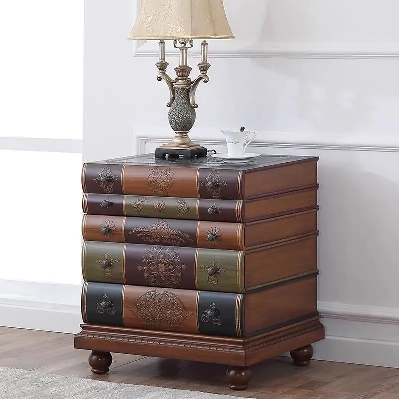 American country three-bucket cabinet, living room book bedroom bedside table, Mediterranean retro storage cabinet