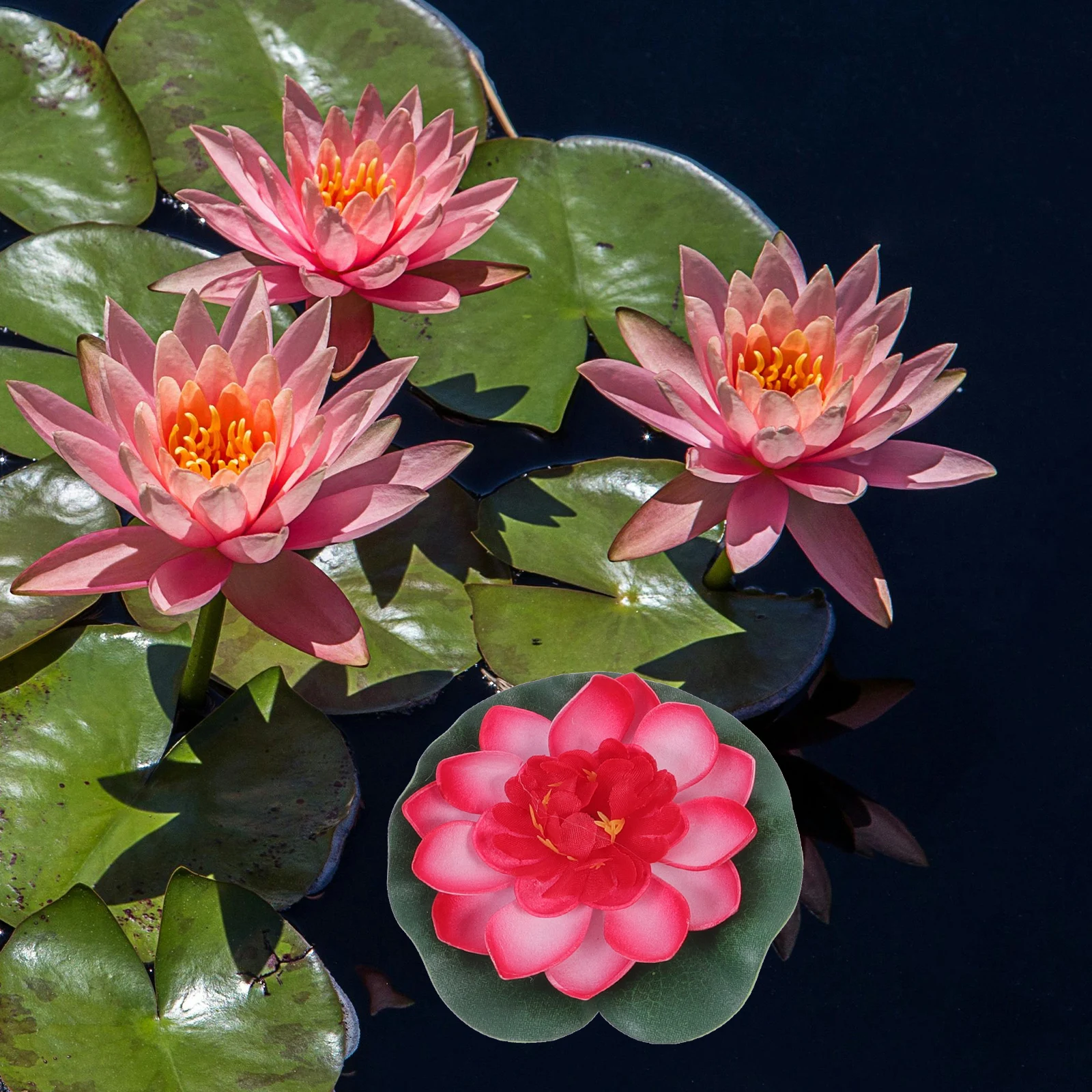 

4 Pcs EVA Artificial Lotus Leaves Floating Plants Fish Tank Pond Aquarium Decor Simulation Lotus Water Lilies Lasting Safe