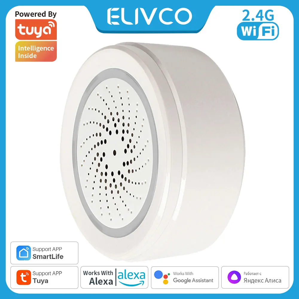 

Tuya WiFi Smart Siren Alarm System With Temperature & Humidity Sensor - Sound And Light Triggered Warning for Home Security