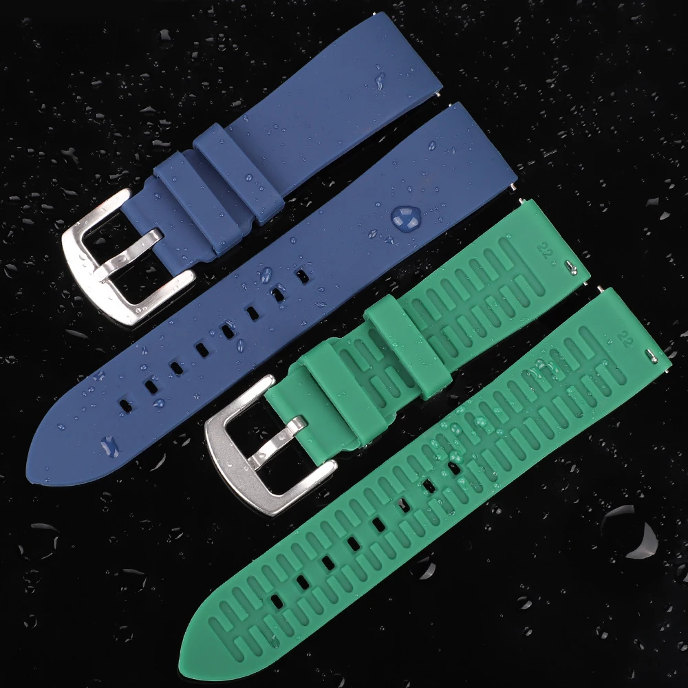 Universal Waterproof Silicone Sports Watch Band Durable Rubber Strap 20mm 22mm 24mm Replacement Soft Watchband