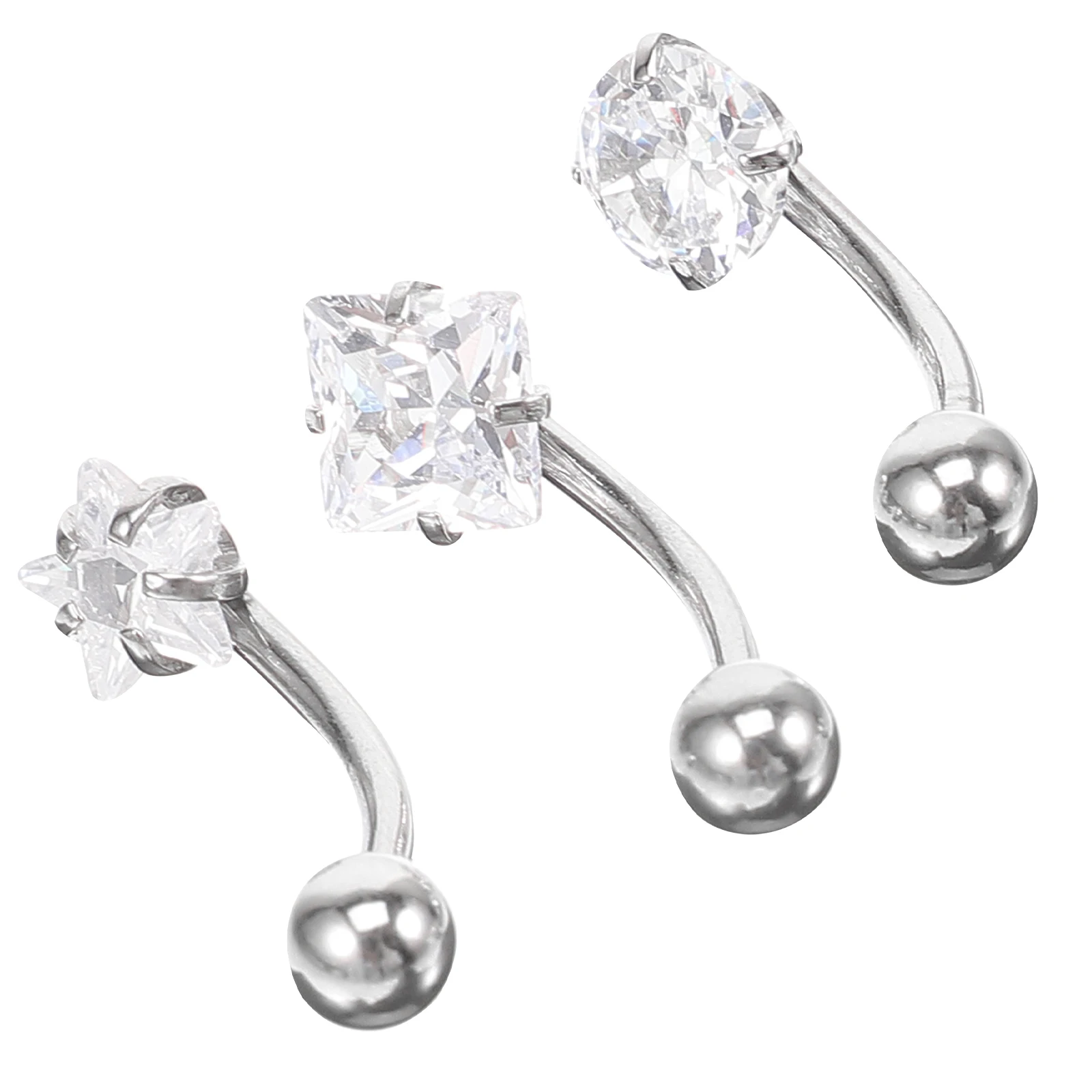

Belly Button Rings Set Cubic Zirconia Stainless Steel Lightweight Comfortable Sexy Look Piercing Jewelry for Women