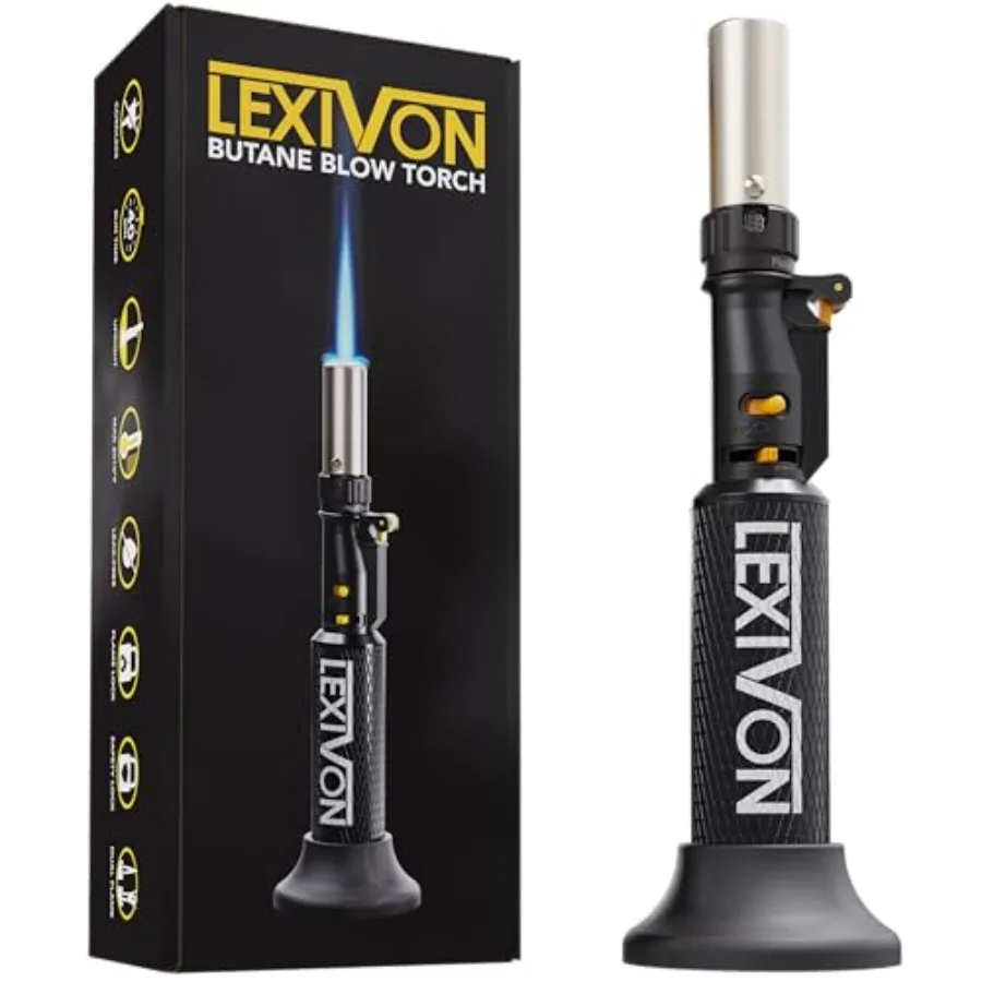 

Butane Blow Torch, Refillable Upright Lighter with Adjustable Flame and Pro-Grade Aluminum Tank Ideal for Soldering and Kitchen