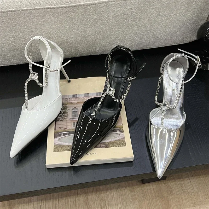 Fashion Elegant Crystal Pointed Toe Buckle Strap Women Pumps Sexy Thin High Heels Shoes Zapatos De Mujer