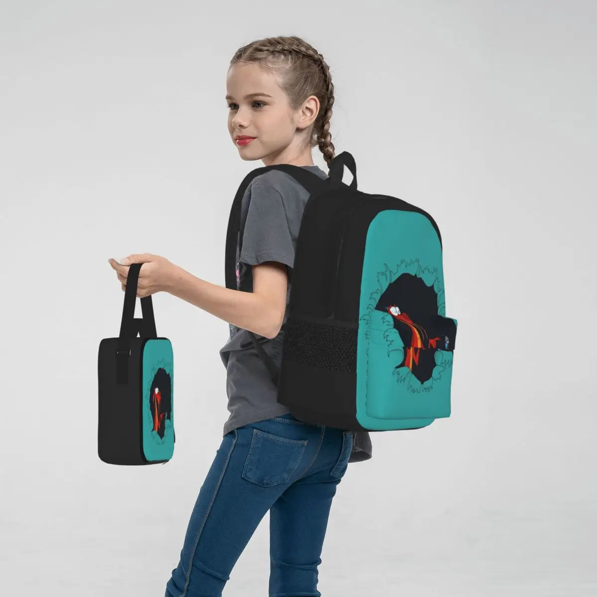 Mushu จาก Mulan กระเป๋าเป้สะพายหลังชายหญิง Bookbag นักเรียนโรงเรียนกระเป๋าการ์ตูนเด็ก Rucksack ถุงอาหารกลางวันกระเป๋าปากกาชุดสามชิ้น