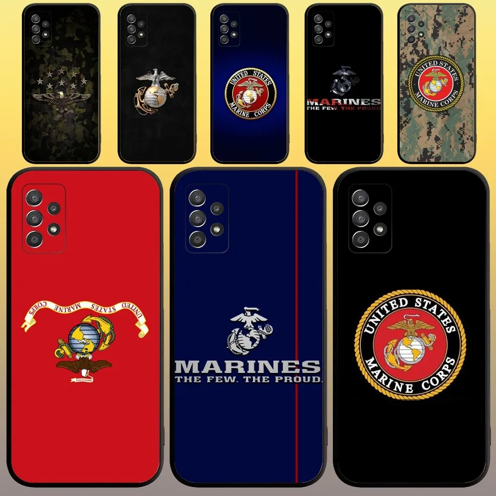 USMC Marine Corps Phone Case for SamsungA 91,80,73,72,71,70,53,52,51,42,41,40,32,31,30,22,21,20,13 S 4G 5G Soft Black Case