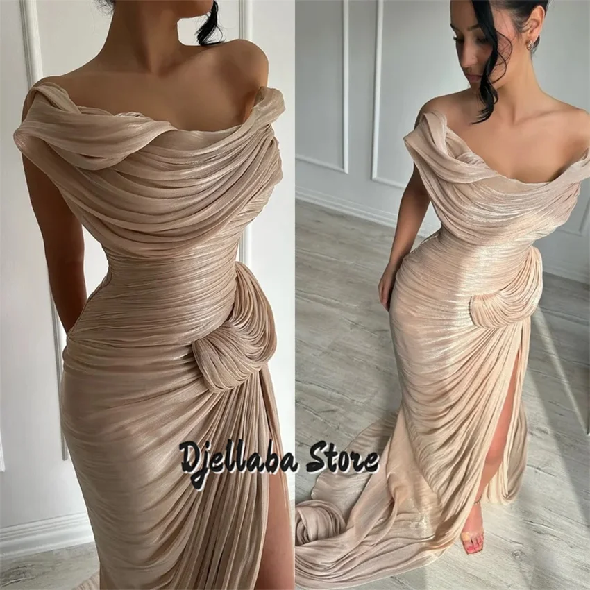 

Customized Exquisite One Shoulder Sleeveless Evening Dress High Quality Prom Dresses Temperament Chapel Train Party Gowns