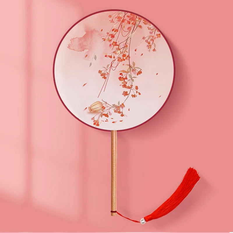 Round Semi-transparent Embroidered Silk Fan, Craft Gift Home Decoration, Hanfu Animation Accessories, Chinese Style Portable Fan