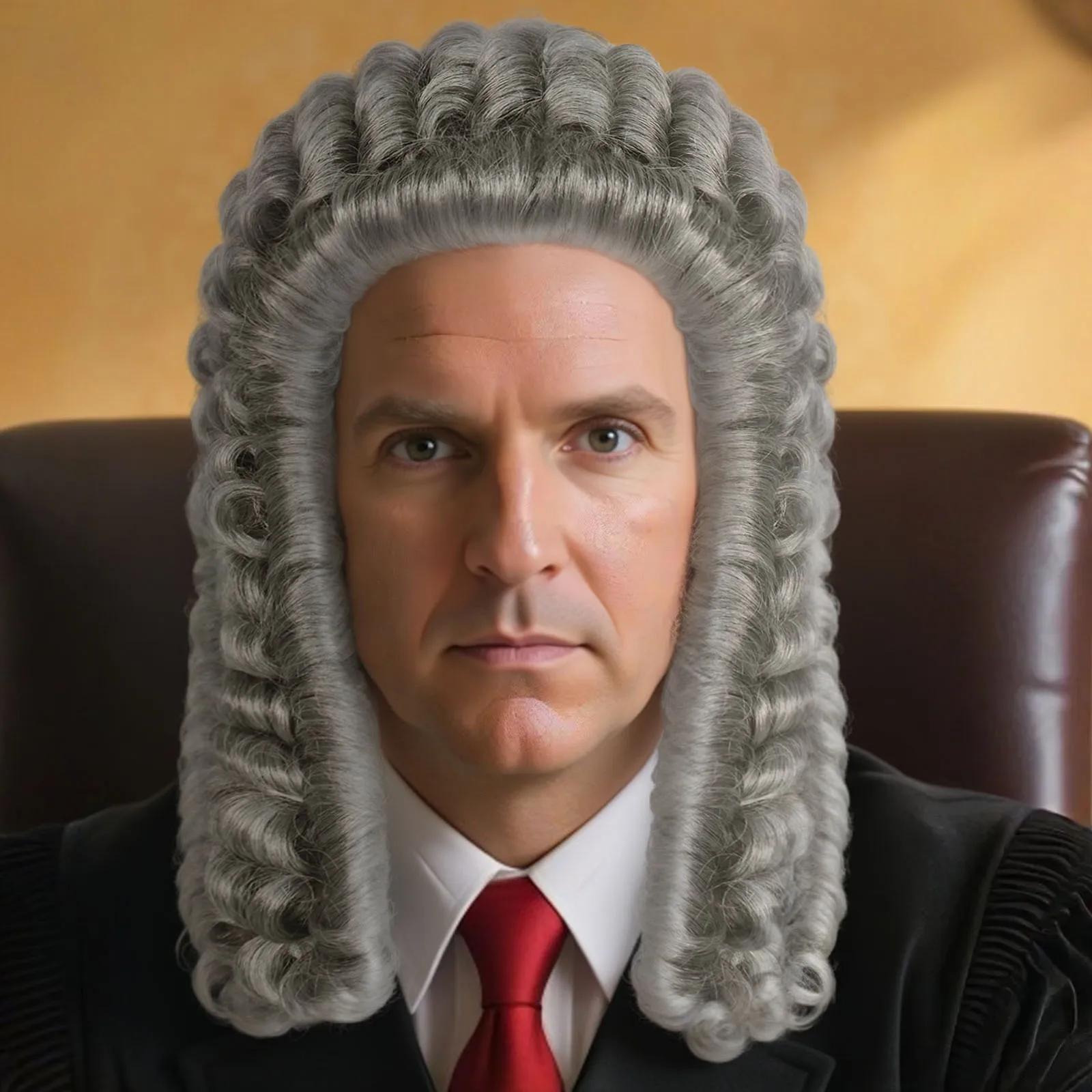 

﻿ Gray, white Wig Colonial Judge Wig Lawyer Wig - Synthetic Hair, Medium Long 18th Century Historical Costume Wig for Men Wome