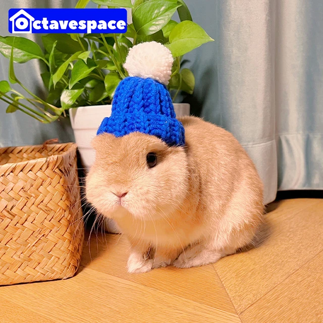 Rabbit Knitted Hat Pet Rabbit Decorative Costume Bunny Scarf Collar Small Animal Clothes Hat Guinea Pig Stuff Rabbit Accessories