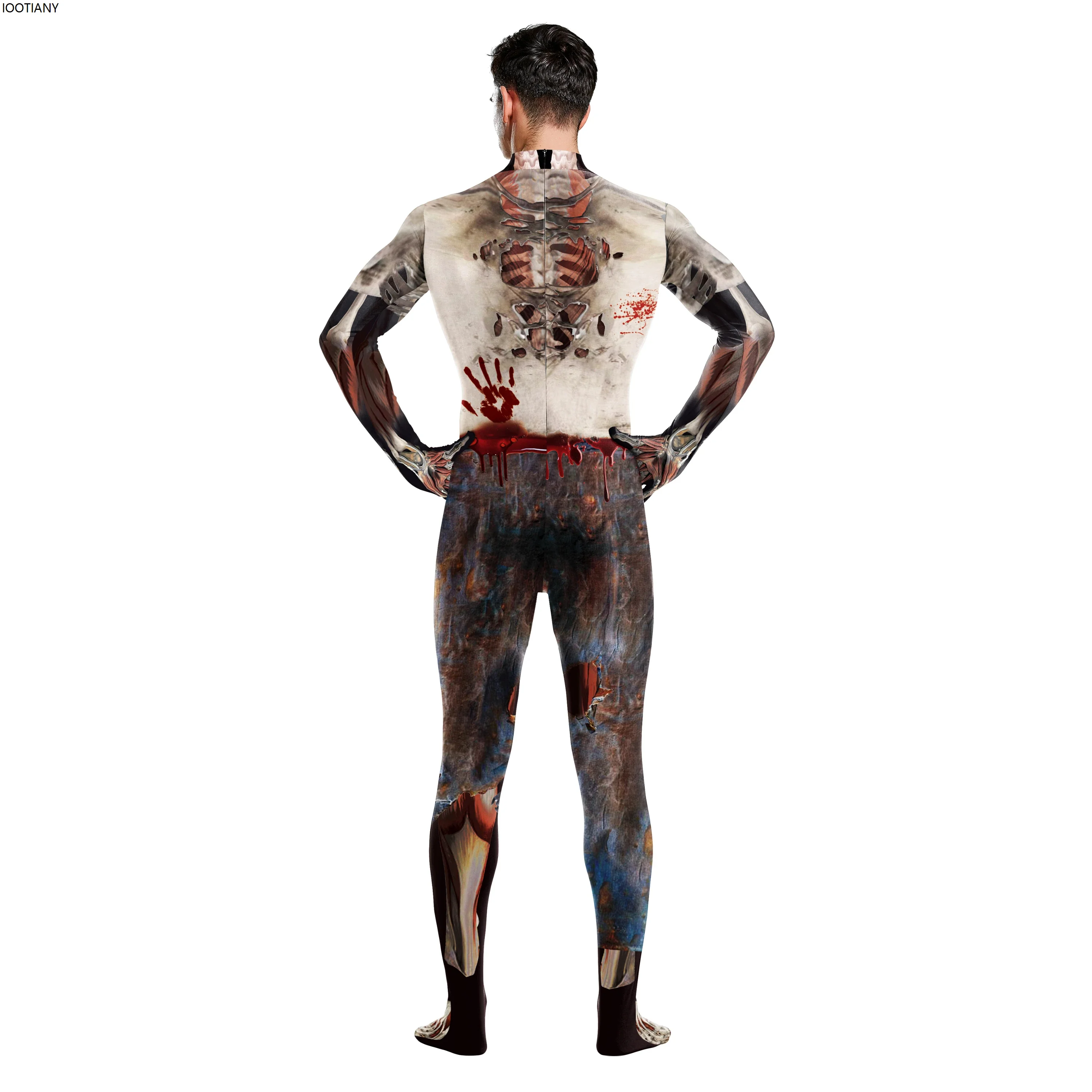 Zombie Cosplay Combinaison pour Hommes et Femmes, Halloween, Horror Party, Vampire Py Play, Couple Drum Suit, Festival Zentai Imbibé, Rave Catsuit, Nouveau