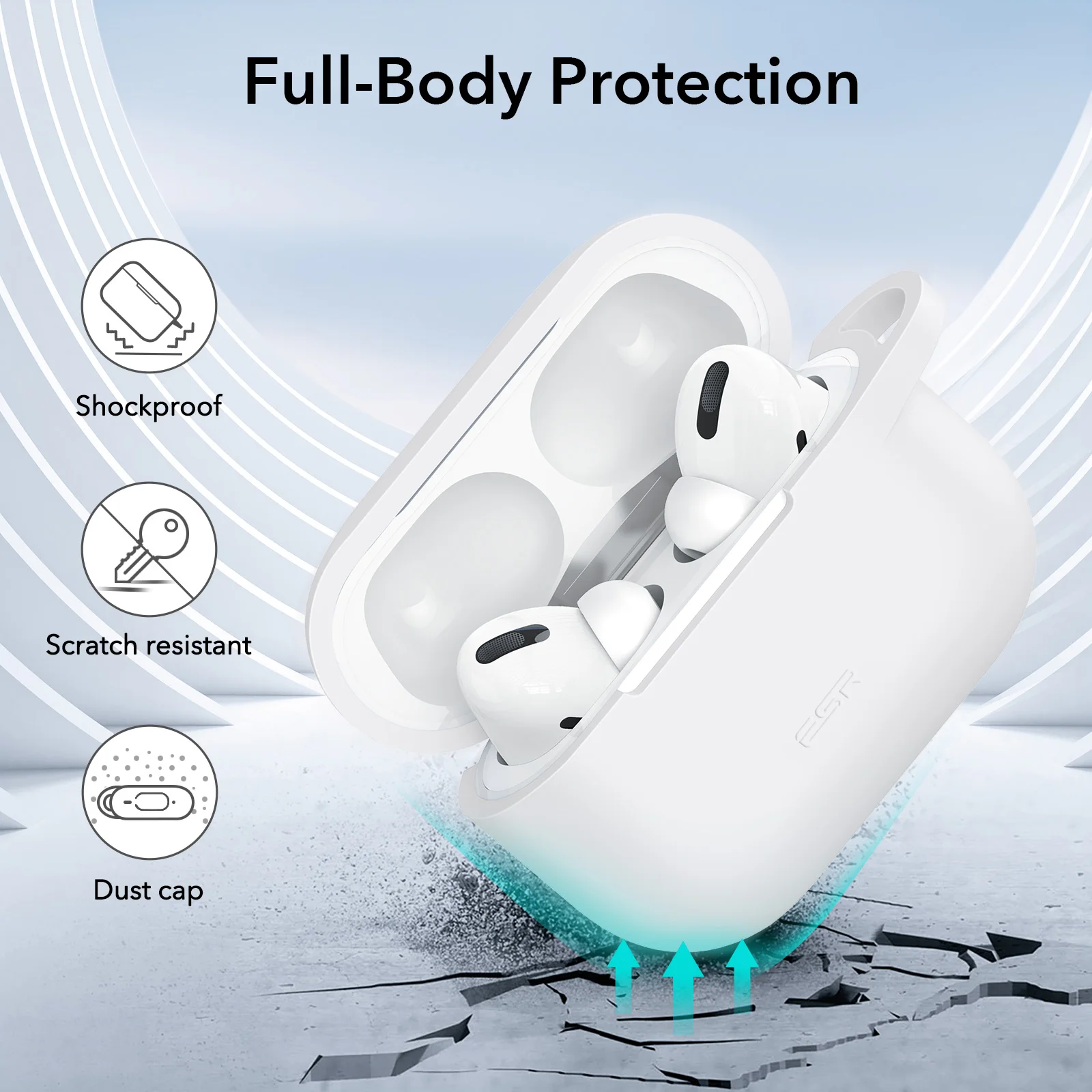 ESR for AirPods Pro 2 Case with Keychain Silicone Cover for AirPods Pro 2022 Protective Case for AirPods Pro Earphone Covers