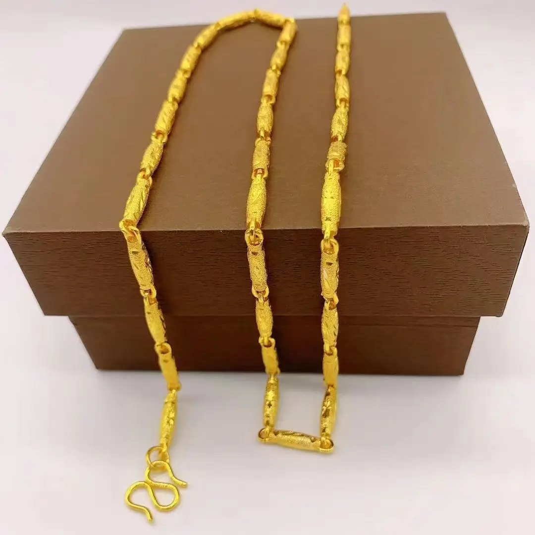 สร้อยคอทองมะกอก 4 มม. สําหรับผู้ชาย ทอง 24K AU999 |   พื้นผิวปราสาทเคลือบสีเทาไล่โทนสี เก๋ไก๋ทนทานสําหรับผู้ที่ชื่นชอบกิจกรรมกลางแจ้ง