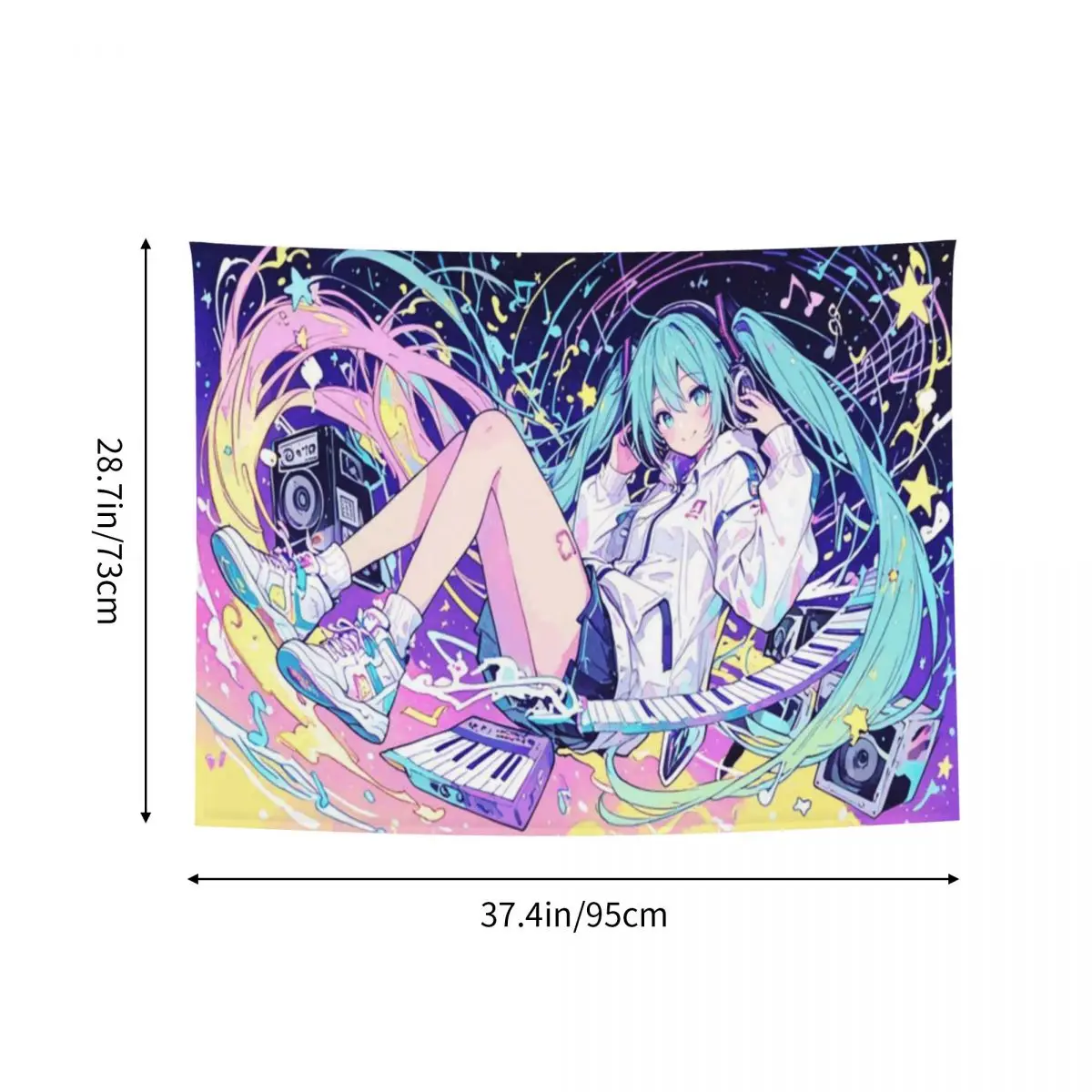 Hatsune Miku tapiz Hippie poliéster decoración colgante de pared para dormitorio cortina brujería manta de pared