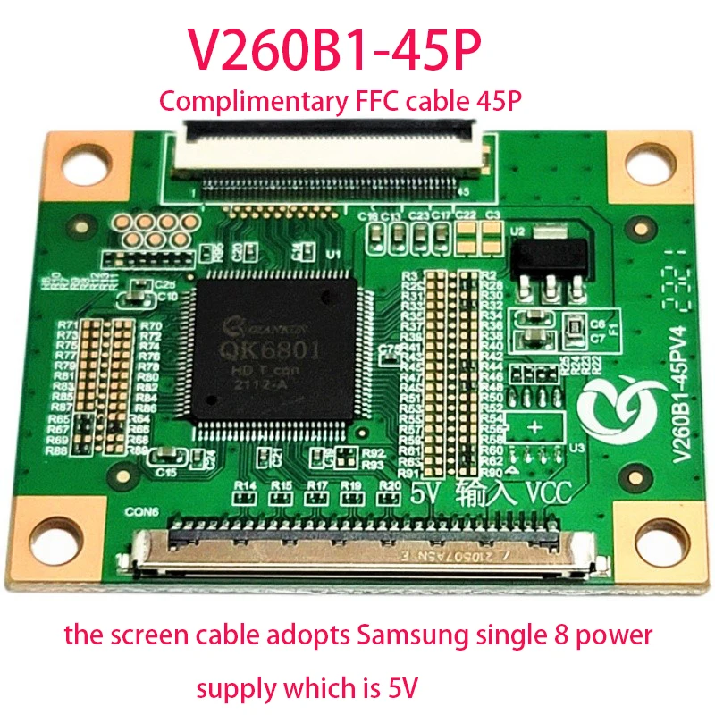 

New Chi Mei LCD V260B1-X02-V2.0 logic board 45P/55P interface is powered by 5V/12V