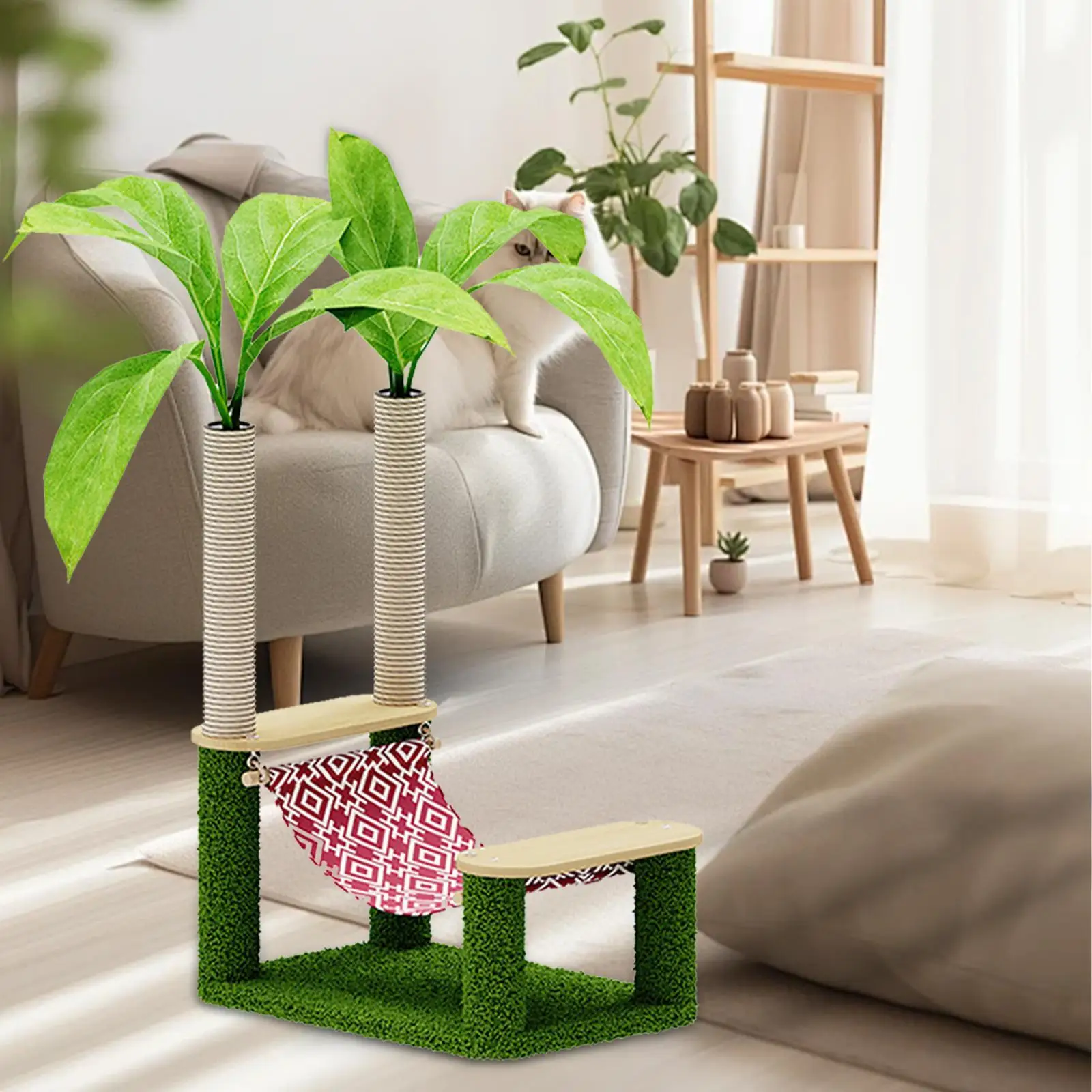 

Cat Hammock Cute Cat Climbing Frame Banana Leaf Cat Toy Cat Scratch Pole for Play Pets Supplies Activity Center Rest Kittens