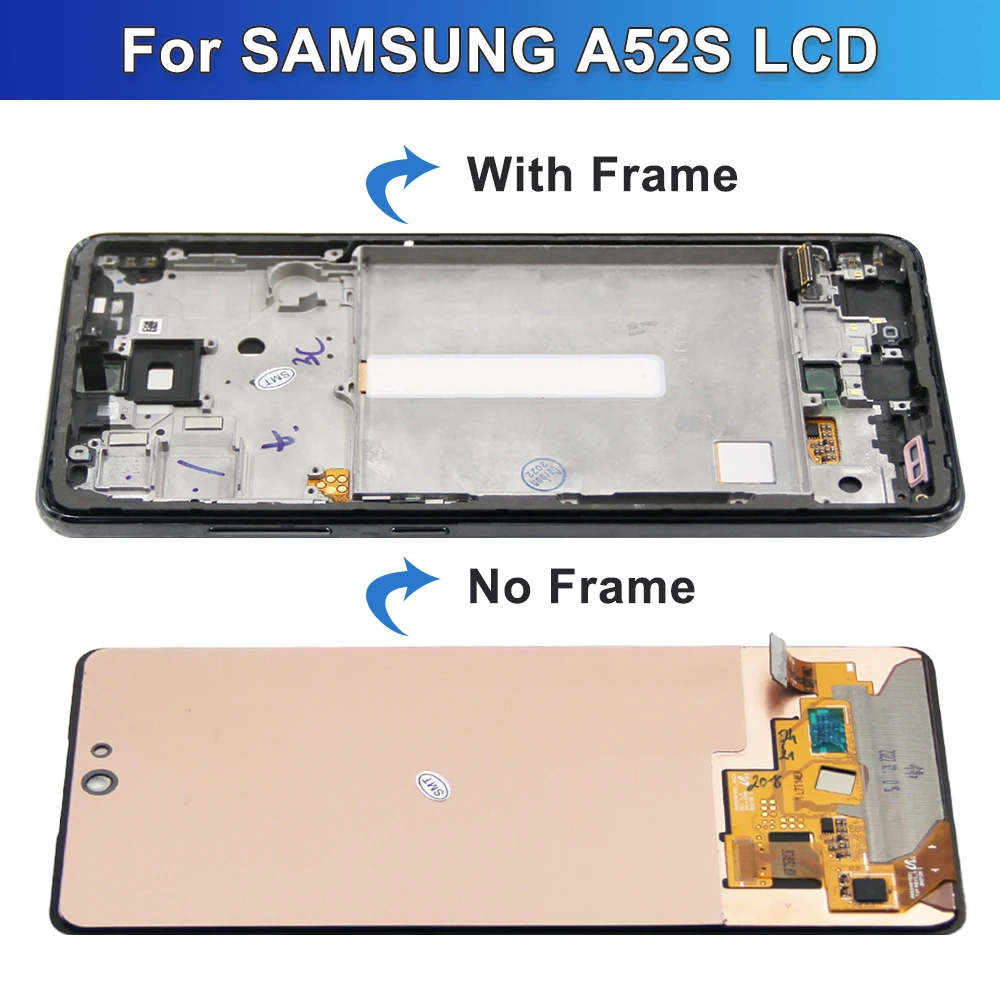 A52S LCD With Frame Replacement ,For Samsung A52s 5G SM-A528B A528N LCD Display Touch Screen Digitizer Assembly